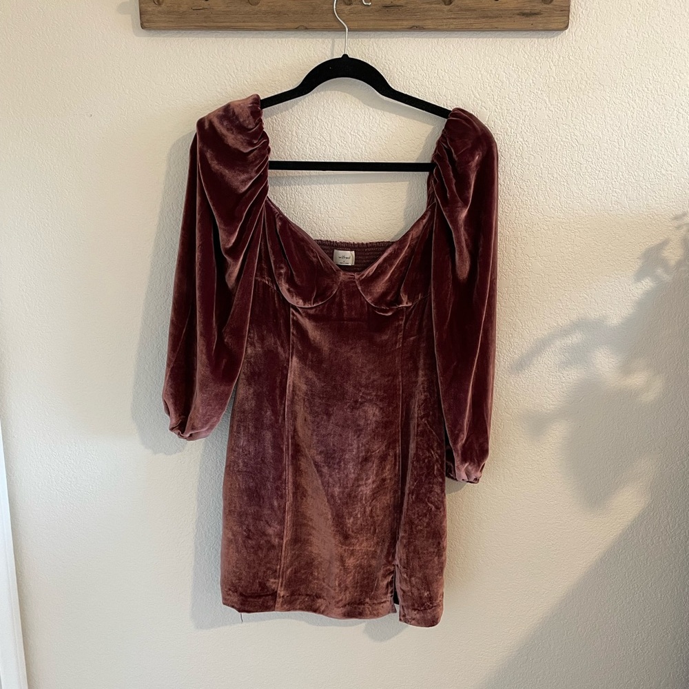 Aritzia Wilfred Velvet Mauve Dress